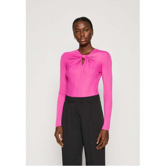 FARM Rio Tops - FARM RIO NWT Pink Long Sleeve Keyhole Bodysuit // XL